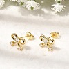 Bowknot Brass Micro Pave Clear Cubic Zirconia Stud Earrings for Women LS-EJEW-G460-03G-1