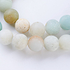 Frosted Natural Flower Amazonite Round Bead Strands G-J363-01-8mm-3
