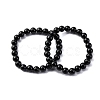 Natural Tourmaline Round Beaded Stretch Bracelets for Men Women BJEW-G743-01A-4