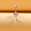 316L Surgical Stainless Steel Pearl Pink Cubic Zirconia Flat Round Curved Barbell Dangle Belly Rings WG4CABC-06-1
