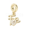 Brass Micro Pave Clear Cubic Zirconia European Dangle Charms LS-KK-B159-06G-1