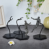 Assembled Hexagon Plastic Action Figure Display Stands with Adjustable Alloy Support Arm ODIS-WH0080-11C-4