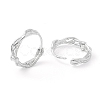 Anti-Tarnish Twisted Rhodium Plated 925 Sterling Silver Small Huggie Hoop Earrings EJEW-I260-37P-4