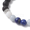 Natural Lava Rock & Rainbow Moonstone & Selenite & Lapis Lazuli Beaded Stretch Bracelets for Women BJEW-JB13083-3
