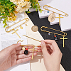 12Pcs 4 Style Cross & Virgin Mary Alloy & Resin Cube & Acrylic Pearl Charms Safety Pin Brooch JEWB-PH01259-3