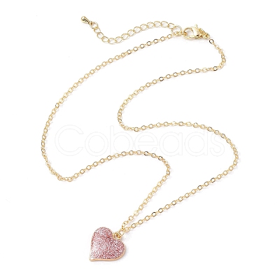 Alloy Indian Red Enamel Heart Pendant Neckiaces with Glitter Powder for Women NJEW-JN05002-1