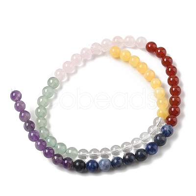 Chakra Natural Yellow Jade & Crystal Quartz & Green Aventurine & Rose Quartz & Carnelian & Sodalite & Amethyst Beads Strands G-NH0002-E03-8mm-1