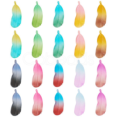 20Pcs 10 Colors Two Tone Frosted Acrylic Pendants FACR-TA0001-07-1