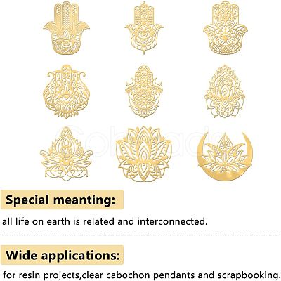 9Pcs 9 Style Carbon Steel Cabochons DIY-OC0008-52-1