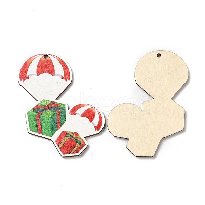 Single Face Christmas Printed Wood Big Pendants WOOD-D025-14-1