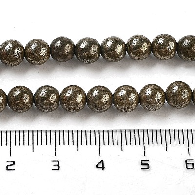 Natural Gold Pyrite Smooth Round Beads Strands G-F197-10-6mm-1