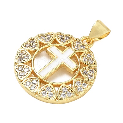 Religion Cross Brass Micro Pave Clear Cubic Zirconia Pendants CU-CBA83A6-03C-G02-1