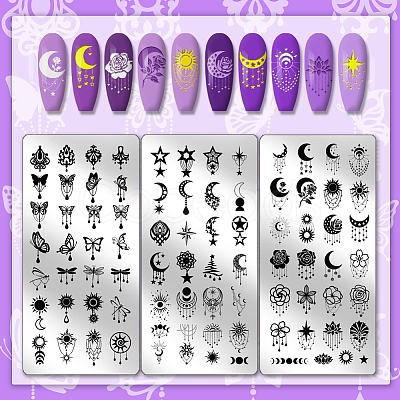 Stainless Steel DIY Nail Art Templates MRMJ-WH0092-097-1