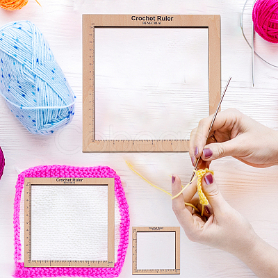 Wooden Square Frame Crochet Ruler DIY-WH0033-89-1