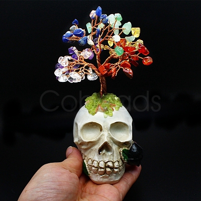 Natural Mixed Gemstone Chips Tree Display Decorations PW-WG53352-01-1
