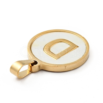 PVD Vacuum Plating 304 Stainless Steel with White Shell Pendants STAS-G268-01D-G-1