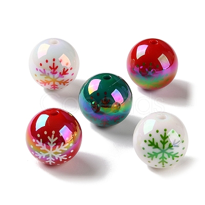 Christmas UV Plating Opaque Acrylic Beads AC-CBAA26B-16-1