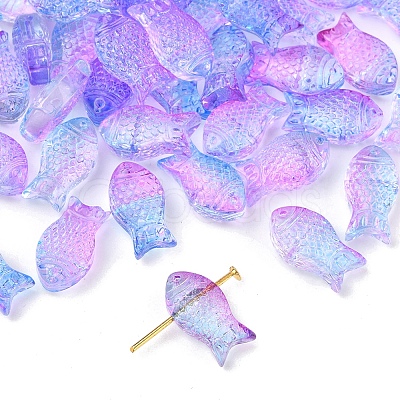 50Pcs Transparent Spray Painted Glass Beads GLAA-FS0002-06A-1