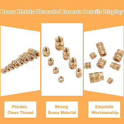170Pcs 8 Style Brass Metric Threaded Inserts for Plastic Heat Set Insert DIY-CP0007-35-1