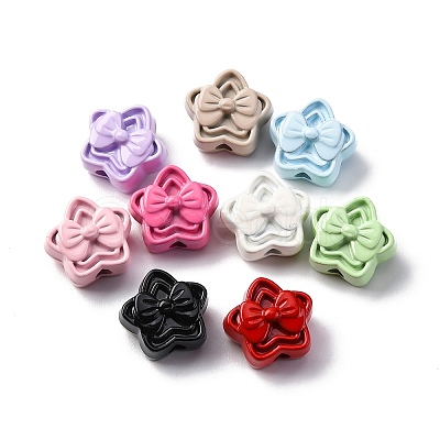 9 Colors Spray Painted Alloy Beads PALLOY-V002-18-1
