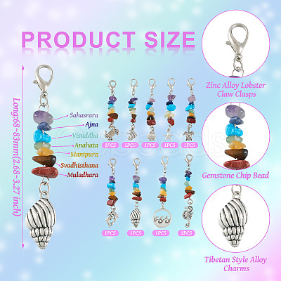 Chakra Gemstone Chip Pendant Decorations HJEW-TAC0027-1