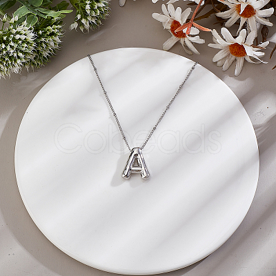 1pc Brass Chain with Alloy Letter Pendants Necklaces NJEW-LP0001-41A-P-1