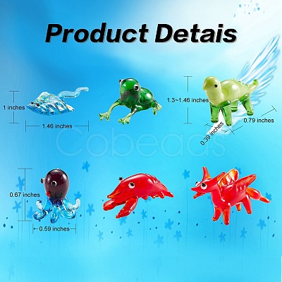 6Pcs 6 Style Handmade Lampwork Display Decorations AJEW-SZ0002-30-1