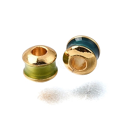 Brass Enamel Beads KK-G605-03G-1