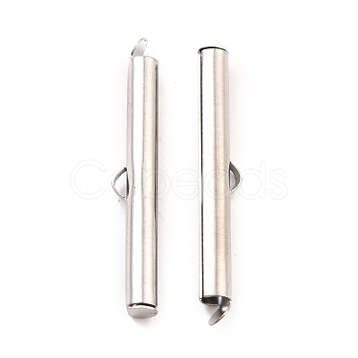 Non-Tarnish 304 Stainless Steel Slide On End Clasp Tubes STAS-C044-08E-P-1