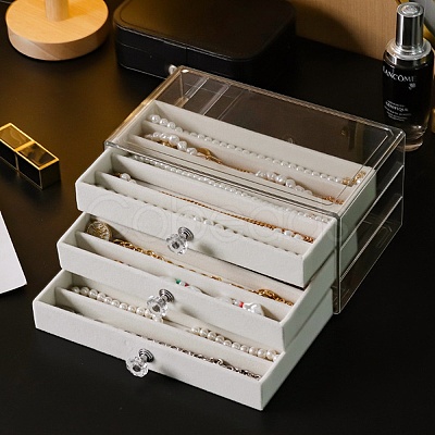 3-Tier Plastic Necklace Display Drawer Boxes PW-WG95BCD-01-1