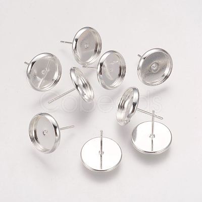 Brass Stud Earring Settings KK-H021-1S-NF-1
