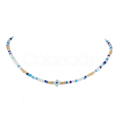 Glass Beaded Necklaces NJEW-JN04896-01-1