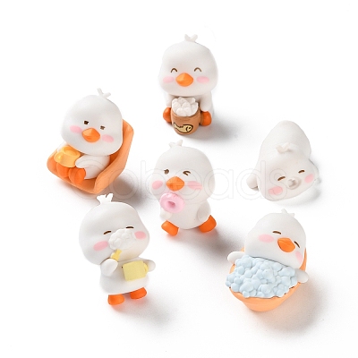 6Pcs 6 Styles Resin Duck Display Decoration AJEW-S037-04-1