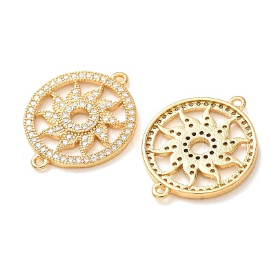 Brass Micro Pave Clear Cubic Zirconia Connector Charms CU-CBA4579-04G-B-1
