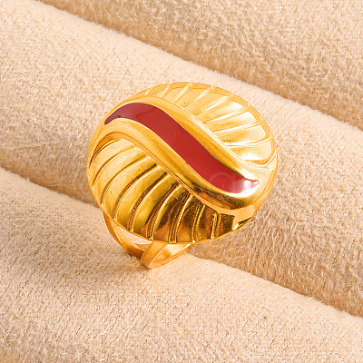 Adjustable Stainless Steel with Enamel Open Cuff Rings for Women BT9322-3-1