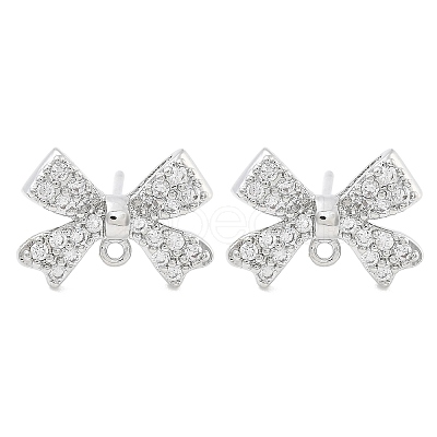 Brass Clear Cubic Zirconia Stud Earring Findings KK-A238-02A-P-1