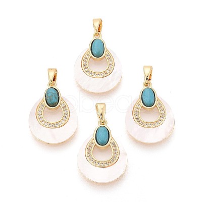Synthetic Turquoise with White Shell Pendants KK-N287-11G-01-1