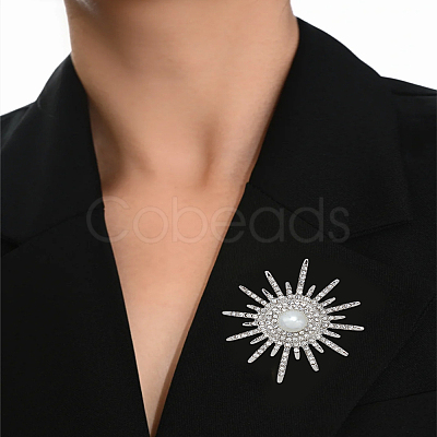 1Pc Sunflower Alloy Rhinestone Brooches for Backpack Clothes JEWB-LP0004-77-1