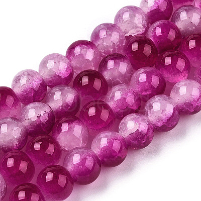 Crackle Baking Paint Imitation Jade Glass Beads Strands DGLA-T003-8mm-12-1