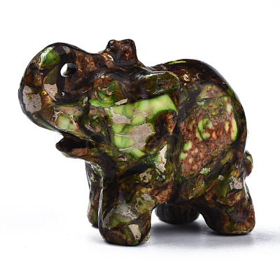 Elephant Assembled Natural Bronzite & Synthetic Imperial Jasper Model Ornament G-N330-62-1