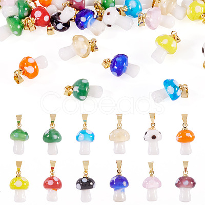 24Pcs 12 Colors Handmade Lampwork Pendants LAMP-TA0001-77-1
