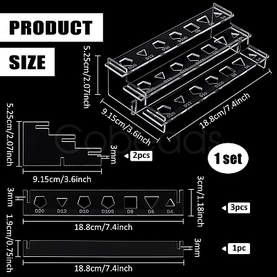 1 Bag 3-Tier Acrylic Polyhedral Dice Organizer Display Riser Racks ODIS-BC0001-37-1