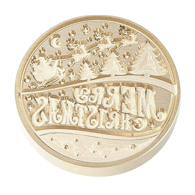 Merry Christmas Series Wax Seal Brass Stamp Head LS-AJEW-M037-01G-04-1