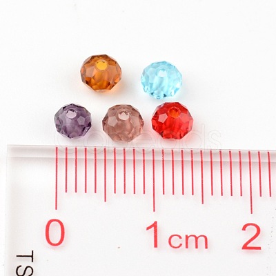 Faceted Rondelle Transparent Glass Beads GLAA-R152-4mm-M1-1
