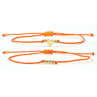 2Pcs 2 Styles Bohemian Brass Beads Braided Bead Bracelets BT1454-2-1
