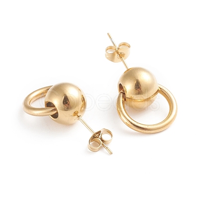 304 Stainless Steel Dangle Stud Earrings EJEW-F246-01GP-1