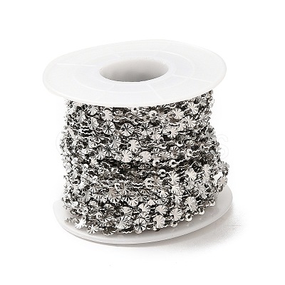 Tarnish Resistant 304 Stainless Steel Flower Link Chains STAS-B041-08P-1