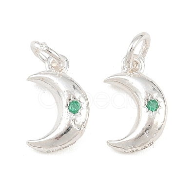 925 Sterling Silver Pave Green Cubic Zirconia Charms STER-A049-08E-S-1