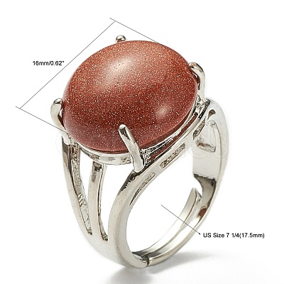 Adjustable Natural & Synthetic Gemstone Finger Rings RJEW-F075-01-1