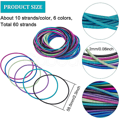 60Pcs 6 Colors Spring Bracelets Set TWIR-BC0001-42-1
